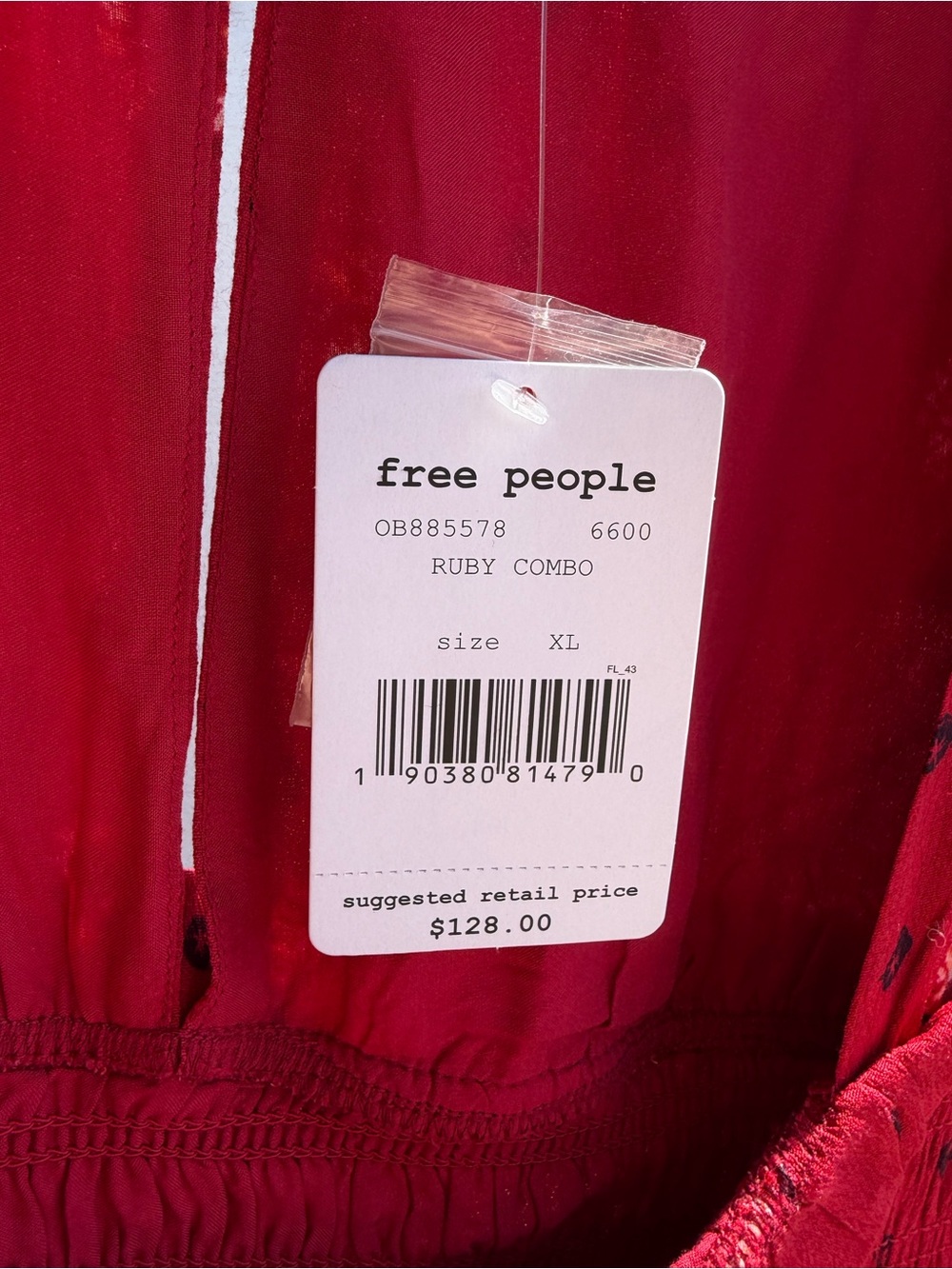 🆕🌹Free People Ruby Combo Smocked Mini Dress Boho Long Sleeve Red Floral XL Chic - Picture 13 of 17